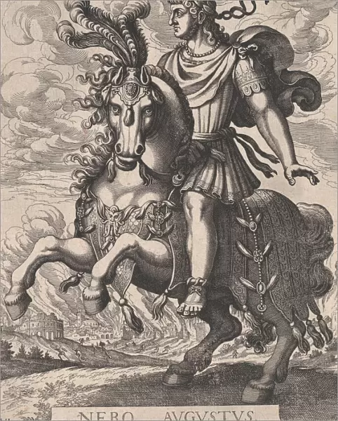 Plate 6: Emperor Nero on Horseback, from The First Twelve Roman Caesars, after Tempes