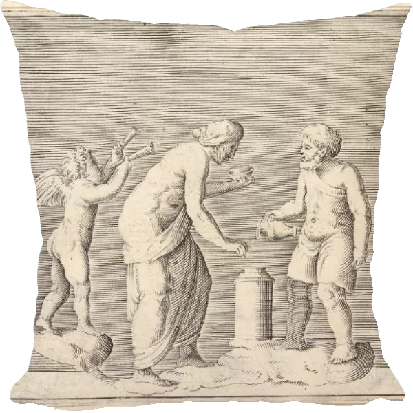 A Woman and Man Sacrificing in the Presence of Cupid, published ca. 1599-1622