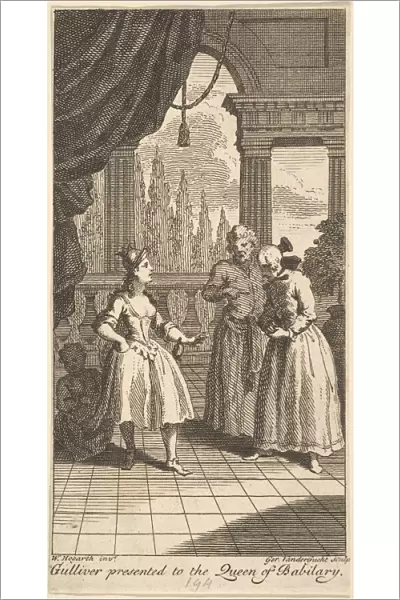 Gulliver Presented to the Queen of Babilary, Frontispiece to 'The Travels of Mr