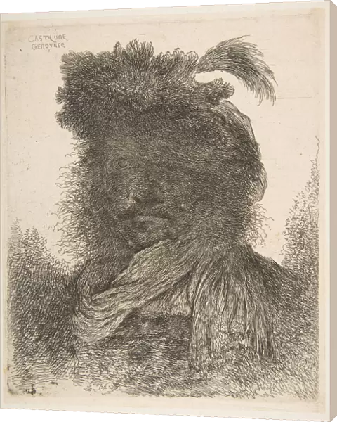 Head of a man in shadow turned slightly to the left, from the series of Large Or... ca