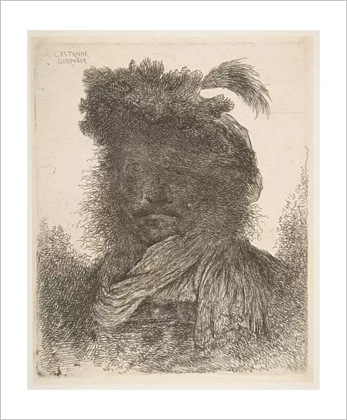 Head of a man in shadow turned slightly to the left, from the series of Large Or... ca