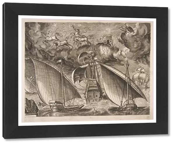 Two Galleys Sailing Behind an Armed Three-Master with Phaeton and Jupiter in the Sky, f