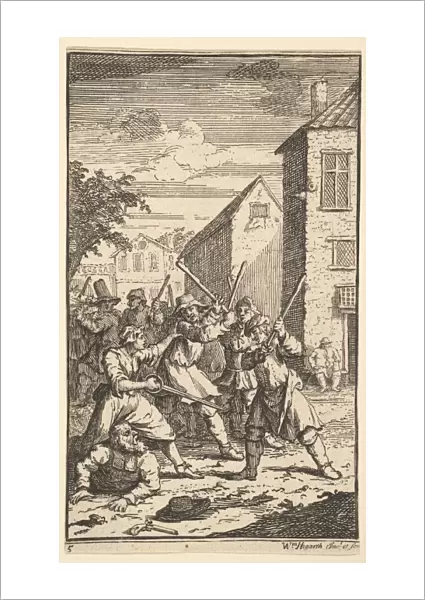 Hudibras Vanquished by Trulla (Seventeen Small Illustrations for Samuel Butlers Hudibr