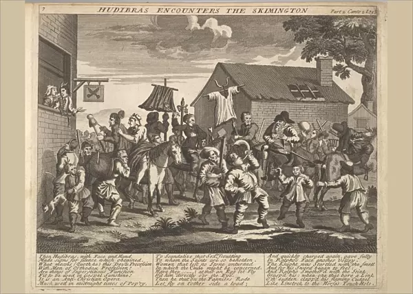 Hudibras Encounters the Skimmington (Plate 7: Illustrations to Samuel Butlers Hudi