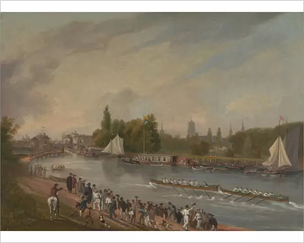 A Boat Race on the River Isis, Oxford, 1822. Creator: John Whessell