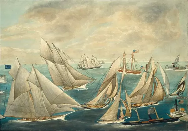 Imaginary Regatta of Americas Cup Winners, 1889 or after. Creator: Unknown