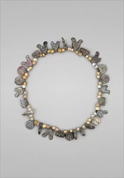 Necklace with Bird, Circle and Cylinder Beads, Iran, 11th-12th century. Creator: Unknown