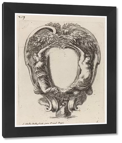 Cartouche with Two Nymphs Metamorphosed into Trees, 1647. Creator: Stefano della Bella