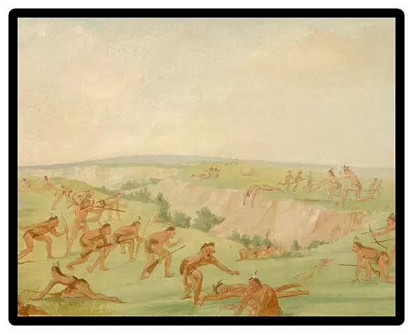 Mandan Attacking a Party of Arikara, 1832-1833. Creator: George Catlin