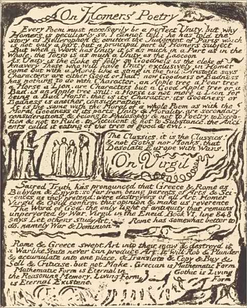 On Homers Poetry (and) On Virgil, 1822. Creator: William Blake