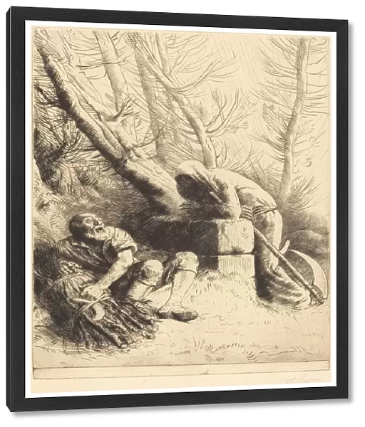 Death and the Woodcutter, 4th plate (La mort et le bucheron). Creator: Alphonse Legros