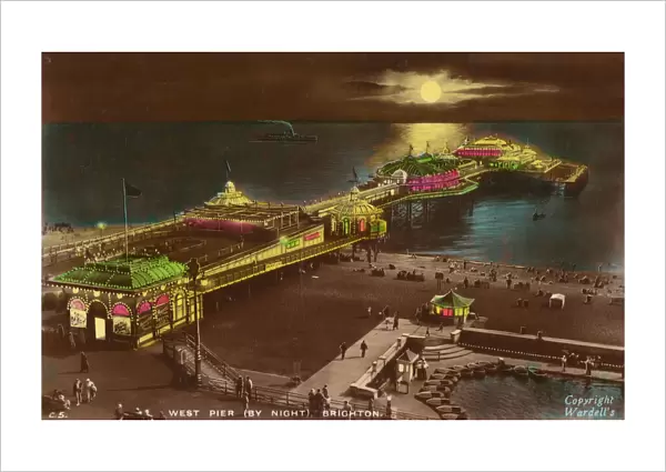 West Pier by night, Brighton, 1939. Creator: Unknown