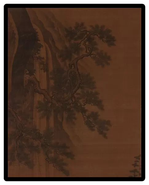 Two Gentlemen Contemplating a Waterfall, Ming dynasty, 16th century. Creator: Unknown
