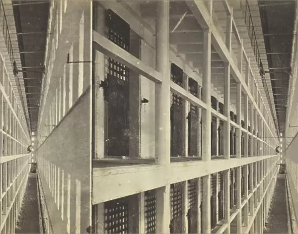 Interior View of the Main Hall of Prison, East Side, which is 6 Stories High... 1860  /  69