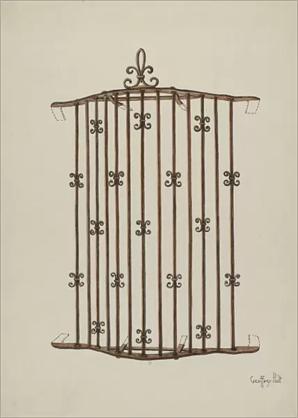 Iron Grille (at Window) a Restoration Drawing, 1936. Creator: Geoffrey Holt
