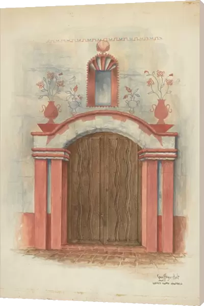 Restoration Drawing: Main Doorway, with Decorations, Mission House, 1938