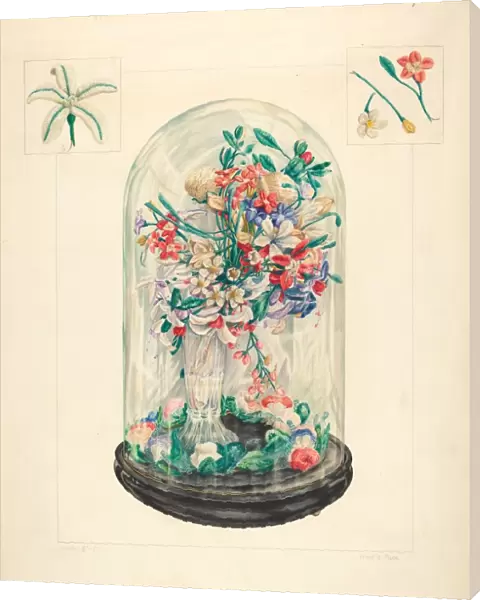 Wool Flowers Under Glass, 1935  /  1942. Creator: Frank J Mace