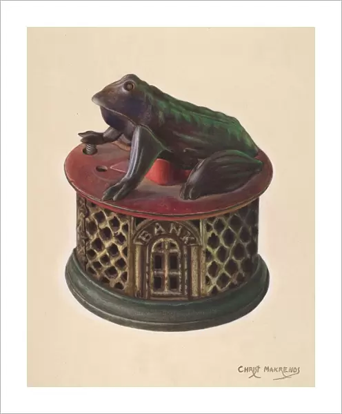 Toy Bank: Frog, c. 1938. Creator: Chris Makrenos