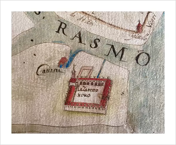 Lazzaretto Nuovo on a map of 17th century. Creator: Historical Document