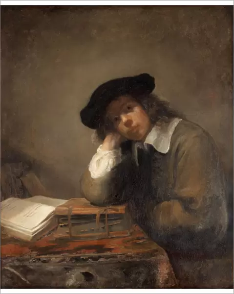 Portrait of a studying youth (Self-portrait). Creator: Hoogstraten, Samuel Dirksz
