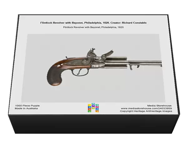 Flintlock Revolver with Bayonet, Philadelphia, 1820. Creator: Richard Constable