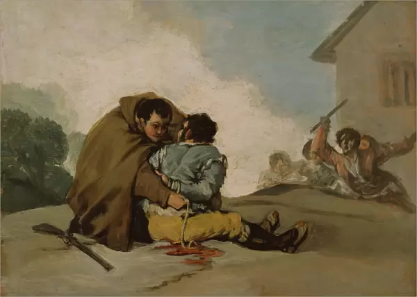 Friar Pedro Binds El Maragato with a Rope, c. 1806. Creator: Francisco Goya