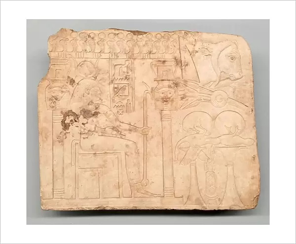Artists Trial Piece: Hathor in Shrine, Offerings, Ox Head, Egypt, Late Period