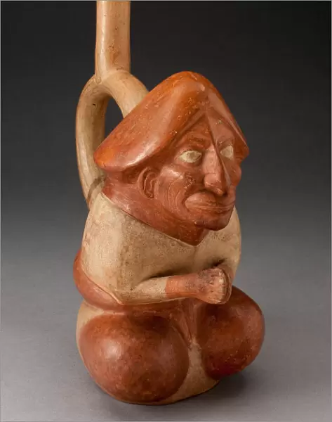 Spouted Vessel in the Form of a Seated Figure with Hands Held Together, 100 B. C.  /  A. D. 500