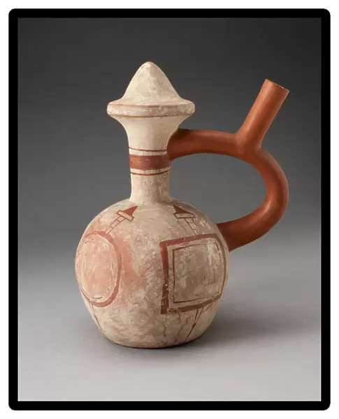 Handle Spout Vessel in the Form of a Mace with Fineline Mace and Shield Motifs, 100 B. C