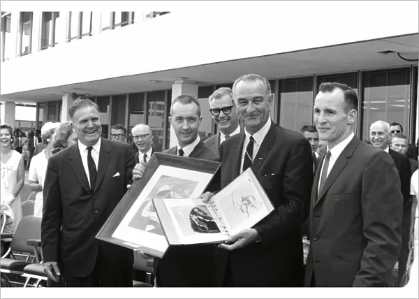 President Johnson Congratulates Astronauts, 1965. Creator: NASA