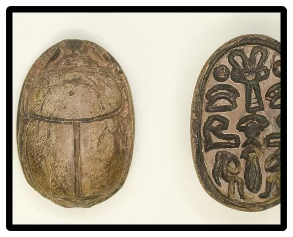 Scarab: Hathor Sistrum with Hieroglyphs (xaw-signs, hAt-signs, child signs