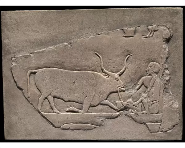 Wall Fragment from a Tomb Depicting a Herdsman, Egypt, First Intermediate Period