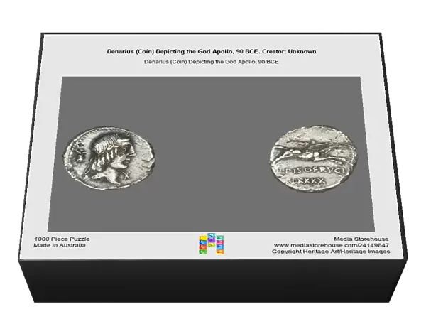 Denarius (Coin) Depicting the God Apollo, 90 BCE. Creator: Unknown