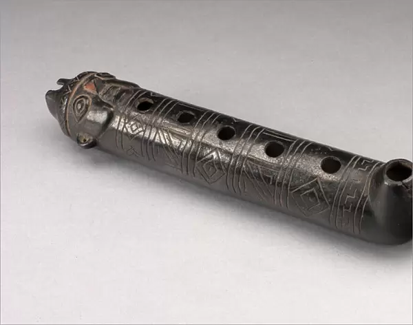 Flute with Incised Geometric Motif and Mouth in the Form of a Human Head, A. D. 1200  /  1450