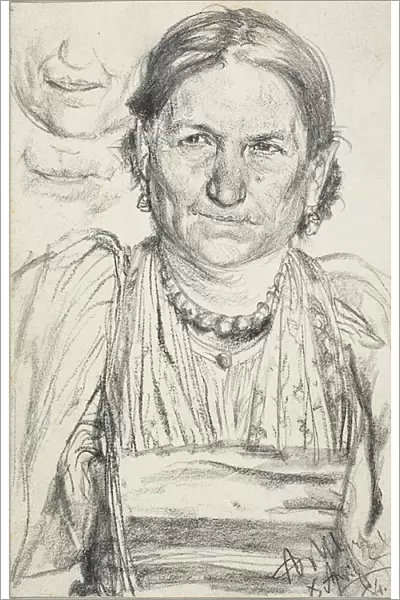 Portrait of a Peasant Woman, 1884. Creator: Adolph Menzel