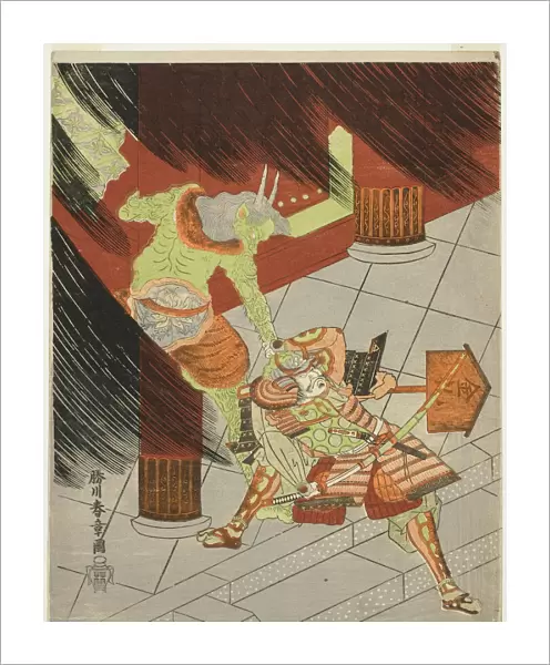 The Warrior Watanabe no Tsuna Fighting the Demon at Rashomon, Japan, c. 1770. Creator: Shunsho