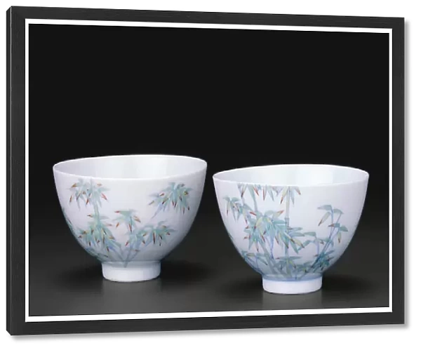 Pair of Teabowls with Bamboo, Qing dynasty, Yongzheng reign mark and period (1723-1735)