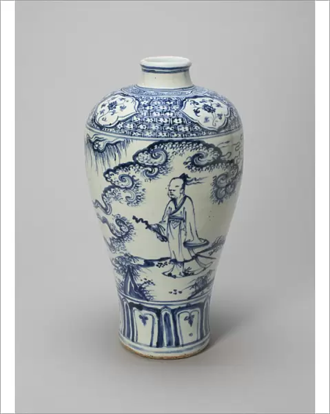 Elongated Bottle-Vase (Meiping) with a Scholar-Gentleman and Attendant, Ming dynasty