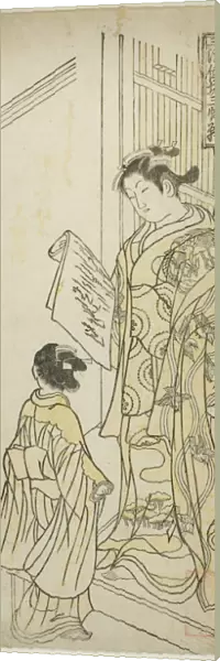Courtesans Drawn in Osaka Style (Osaka kakiwake), from 'Courtesans of the Three... c. 1748. Creator: Okumura Masanobu