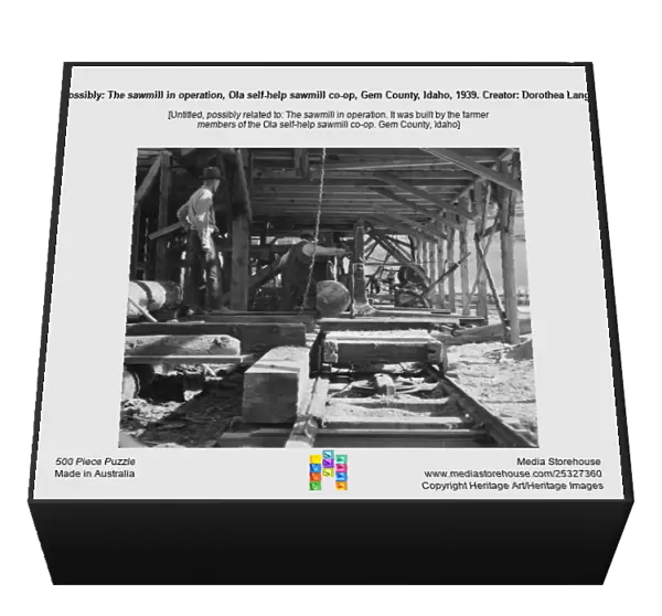 Possibly: The sawmill in operation, Ola self-help sawmill co-op, Gem County, Idaho, 1939. Creator: Dorothea Lange