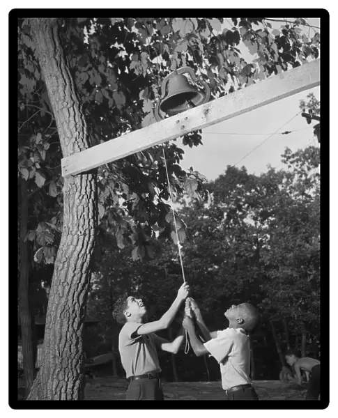 Dinner bell, Camp Nathan Hale, Southfields, New York, 1943 Creator: Gordon Parks