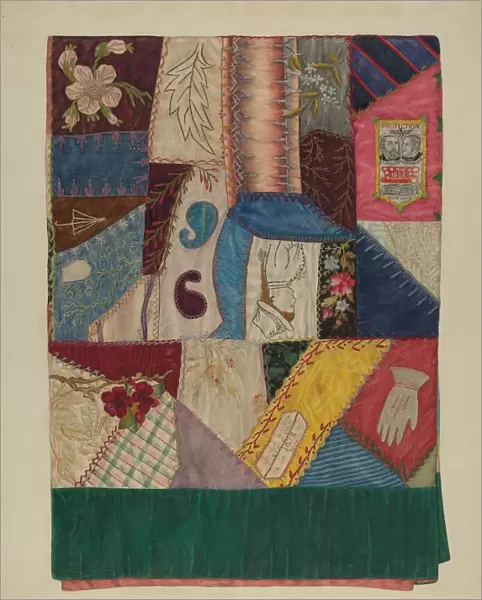 Crazy Quilt (Section of), c. 1939. Creator: Mina Greene