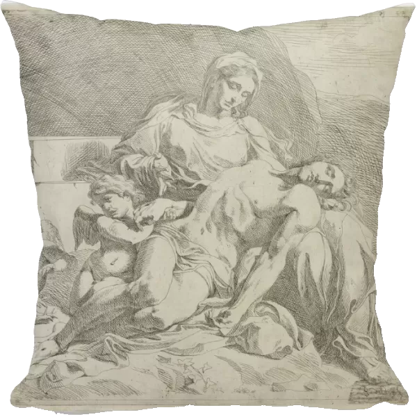 Pieta, the dead Christ supported by the Virgin, putti at the left, ca. 1633-46. Creator: Joost de Pape