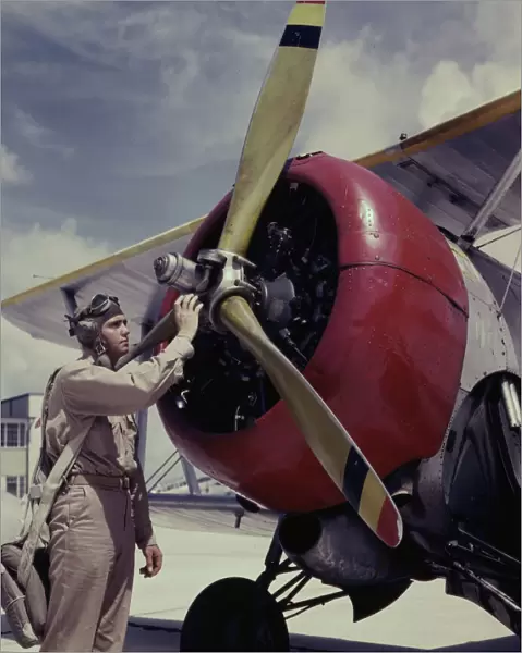 Av. Cadet Thanas at the Naval Air Base, Corpus Christi, Texas, 1942. Creator: Howard Hollem