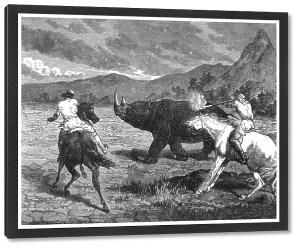 Shooting Rhinoceros; Life in a South African Colony, 1875. Creator: Unknown