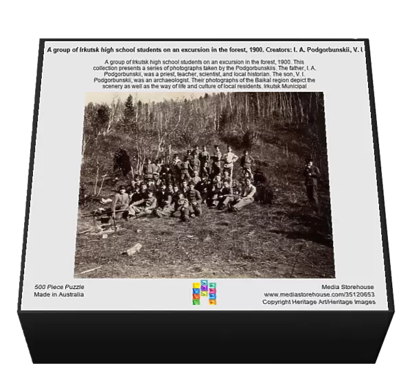A group of Irkutsk high school students on an excursion in the forest, 1900. Creators: I. A. Podgorbunskii, V. I. Podgorbunskii