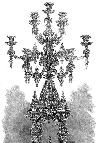 The International Exhibition: candelabrum by Messrs. Garrard...for Maharajah Dhuleep Singh, 1862. Creator: Unknown