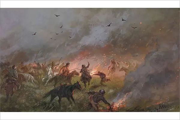 Pugachev's Rebellion in Siberia Defeat of the Impostor's Mob near Troitsk, May 21, 1774, 19th cent. Creator: Nikolay Nikolaevich Karazin