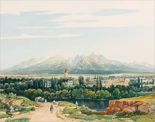 Lomnitz Castle and the Tatra Mountains in Hungary, (around 1861?). Creator: Thomas Ender