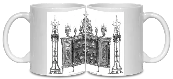 The International Exhibition: cabinet and candelabra by Wright and Mansfield, 1862. Creator: Unknown
